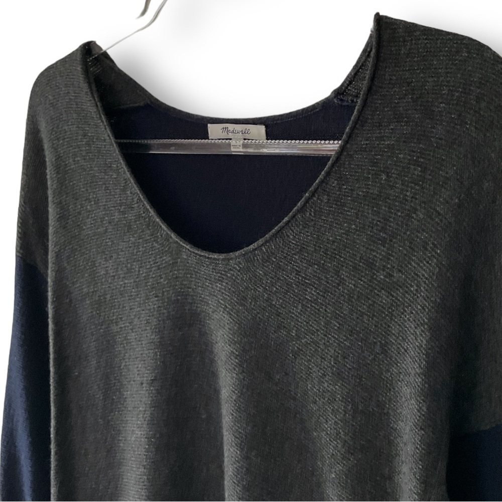 Madewell Kimball Colorblock Sweater Sz S Blue Gray Merino Wool Alpaca Blend - Picture 7 of 14